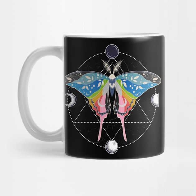 Queer Luna Moth Celestial Cottagecore LGBT Pride Flag by Psitta